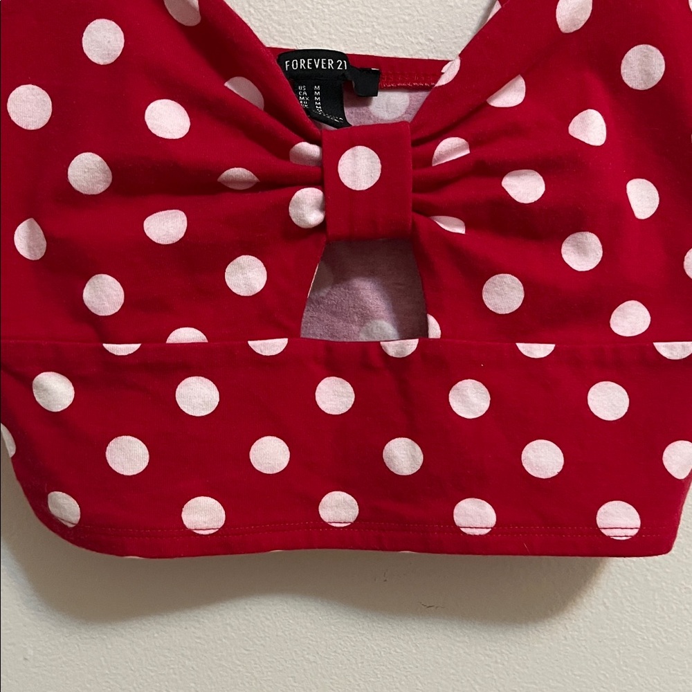 Forever 21 Polka Dot Sweetheart Bralette Tank Crop Top medium Red - Picture 4 of 8